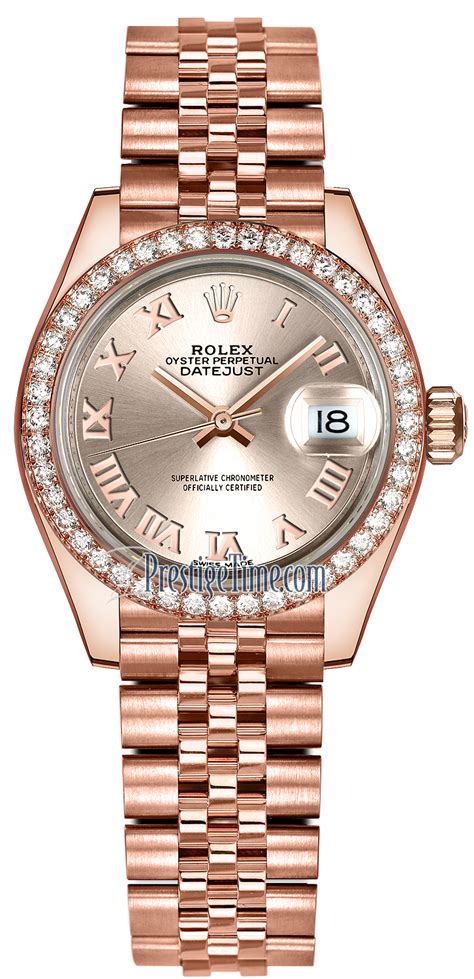 rolex lady datejust 28mm everose gold 279135rbr sundust index jubilee|rolex everose gold lady datejust.